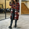 thumbnail image 5 of Plaid Wool Coat Women's Winter Coat Full-Length Peacoat Lapel Collar Jacket Overcoat Fleece Thick Outerwear Trendy Outwear 2025 New Topcoat Casual Cozy Trench Coats, 5 of 5