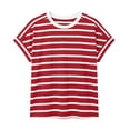 thumbnail image 4 of BLVB Womens Tops Casual Short Sleeve Tshirts Summer Striped Shirt Crewneck Loose T Shirts for Work Weekend, 4 of 7