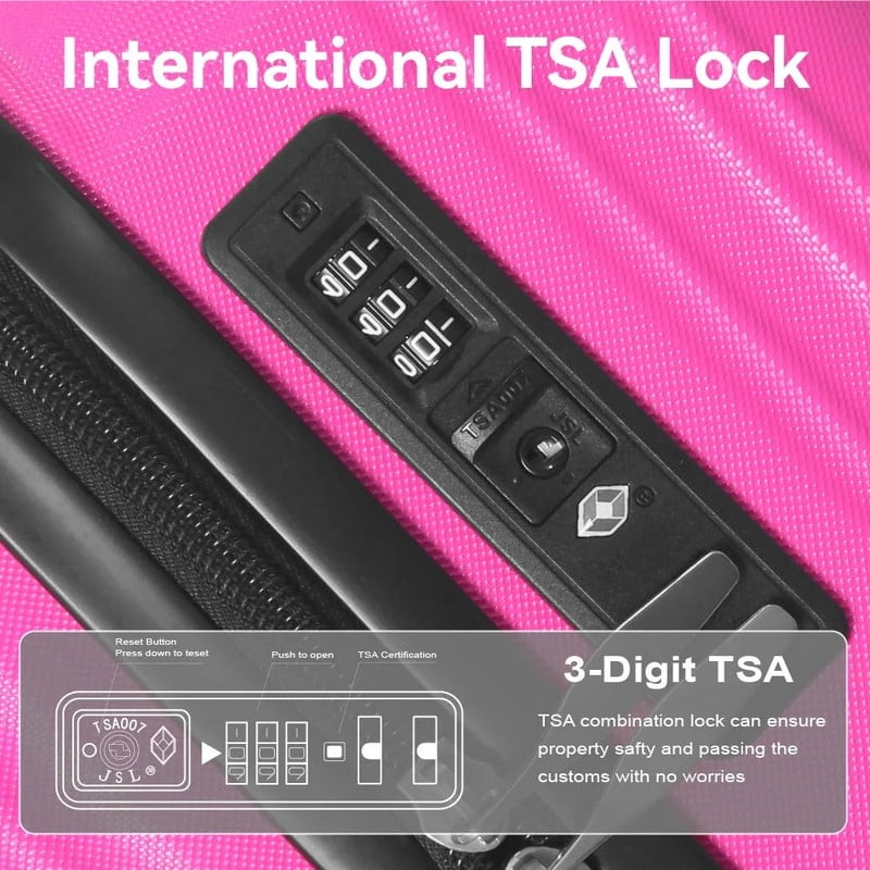 3-Piece Lightweight Luggage Set (20", 24", 26") with Spinner Wheels, Trunks with TSA Lock and Adjustable Telescopic Handle