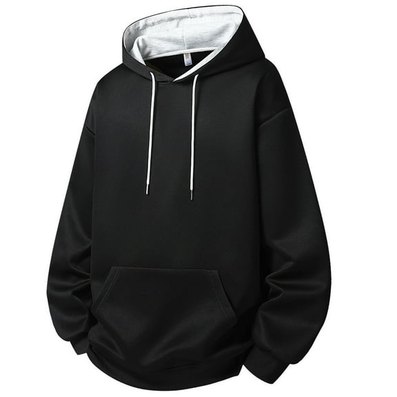 BXJX Men's Hoodie- Casual Drawstring Fall Arm Pocket Sweatshirt with Multi Pockets Black Size 3XL