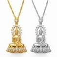 thumbnail image 2 of Cambodian Style Garden Buddha Buddhism 14K Gold Pendant Necklaces With Cubic Zirconia Jewelry Thailand/Vietnam/Laos, 2 of 7