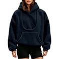 thumbnail image 5 of CAIVO Women Pet Carrying Hoodie Oversized Fuzzy Pullover With Dog Pouch Long Sleeve Drawstring Warm Casual Winter Tops Cozy Streetwear, 5 of 8