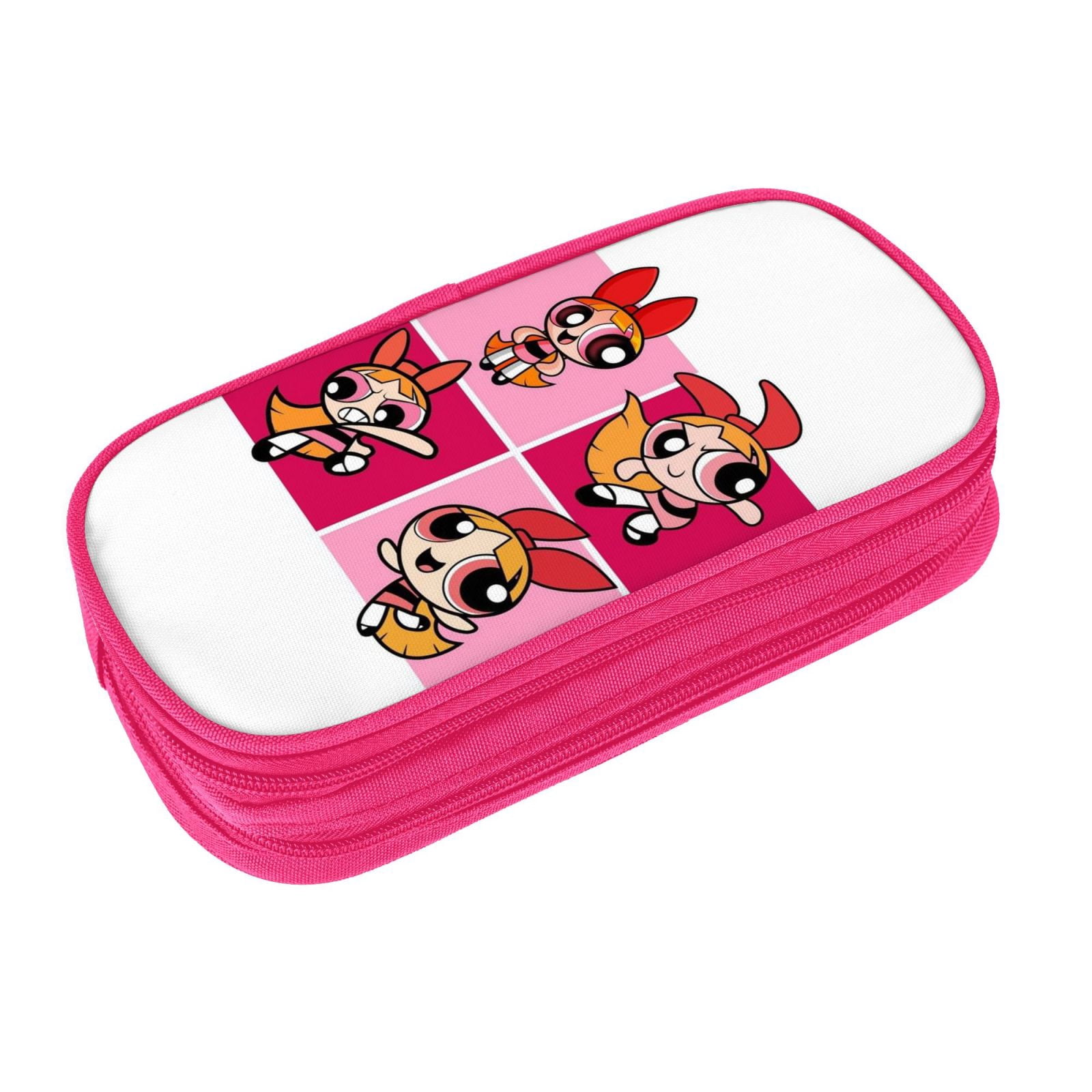 The Powerpuff Gi-rls Pencil Case Large Capacity Pencil Pouch Penbag Office Stationery Organizer Travel Makeup Bag Pink
