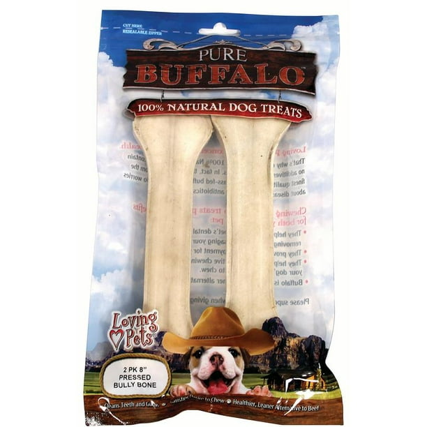 Pure Buffalo 8" Pressed Bully Bone Dog Treat 2/Pk