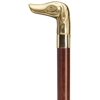 Harvy Canes - Solid Brass Dog Head - Walking Cane - 36" - Brass/Walnut