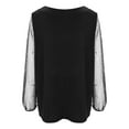 thumbnail image 4 of Womens Tops Long Sleeve Tops Casual V Neck Glitter Sheer Mesh Patchwork Top Long Sleeve Shirts for Women, 4 of 9