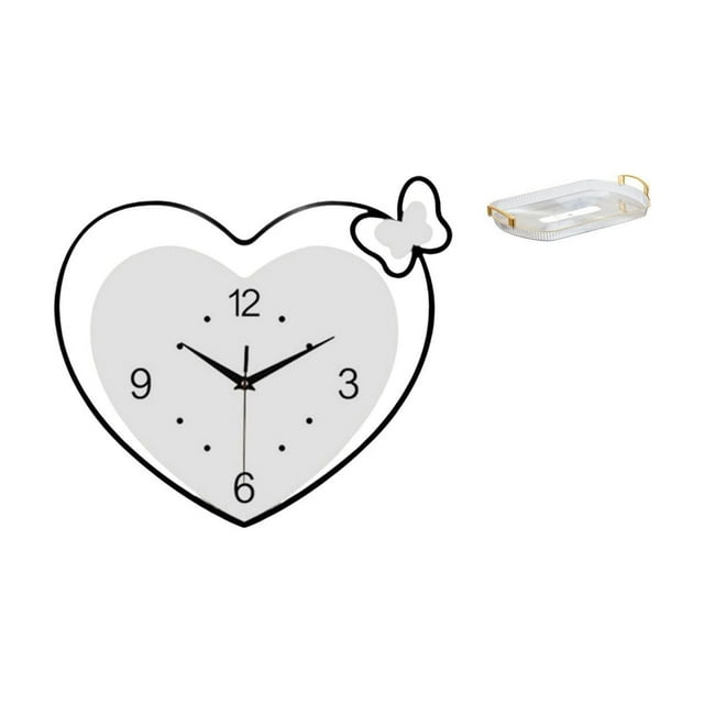 Reloj de pared acrílico sin , bandeja de almacenamiento rectangular, bandeja para servir, bandeja para postres y frutas de cocina, organizador m