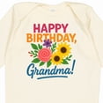 thumbnail image 4 of Inktastic Happy Birthday Grandma Floral Boys or Girls Long Sleeve Baby Bodysuit, 4 of 5