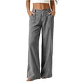 thumbnail image 7 of FchengtaiS Women's Pinstripe Striped Dressy Pants High Waist Wide Leg Business Work Pants Casual Loose Slacks Trousers with Pockets, 7 of 7