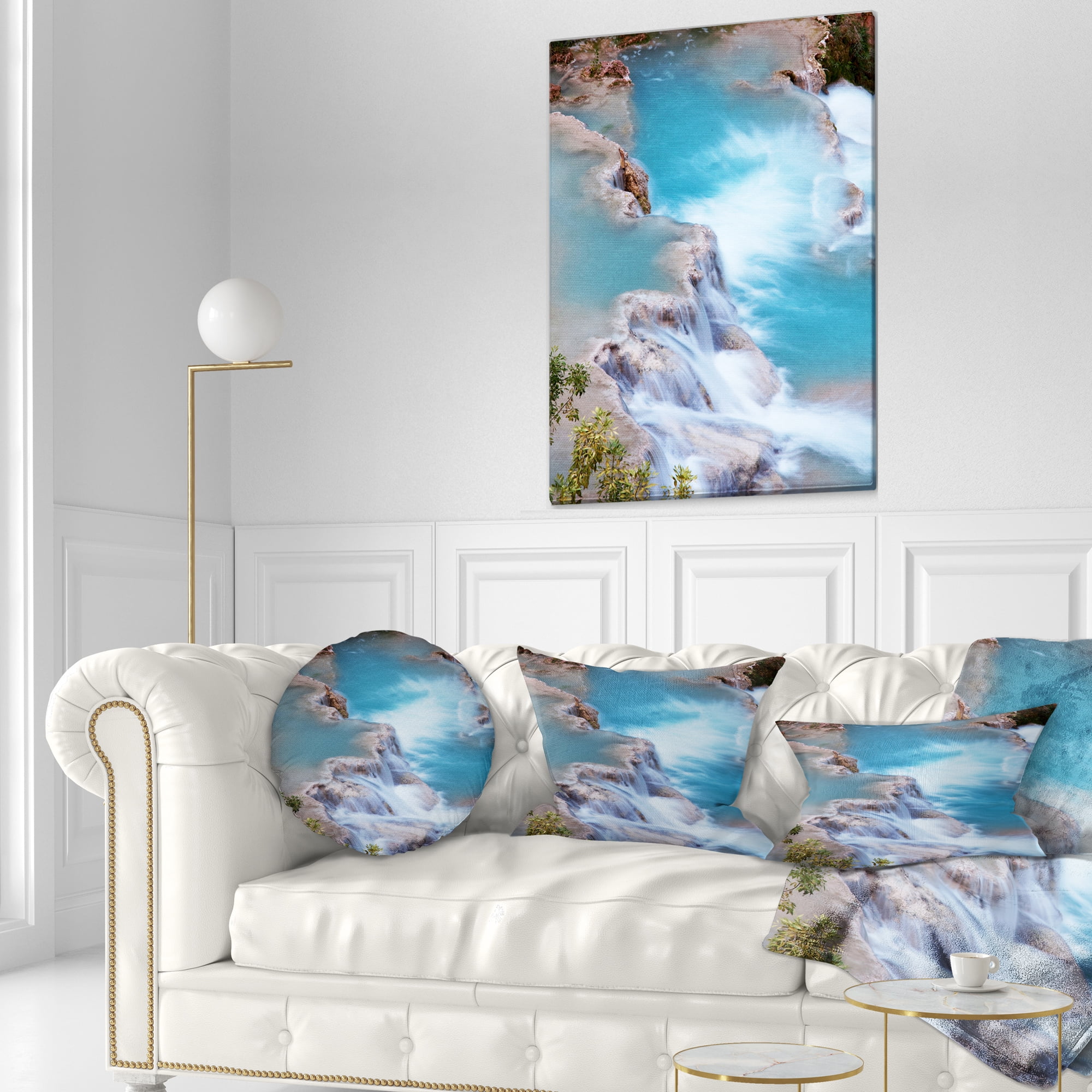 Designart Stunning Aerial View of Havasu River - Landscape Printed Throw Pillow - 12x20