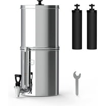 Waterdrop Gravity-fed Water Filter System, NSF/ANSI 372 Certification, 2.25G Stainless-Steel Filter System with 2 Filters and Metal Spigot, Reduces up to 99% of Chlorine-King Tank Series, WD-TK
