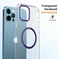 thumbnail image 3 of Magnetic for iPhone 12 Pro Max Clear Case Compatible with Magsafe Military-Grade Protection Shockproof Phone Bumper,Anti-Scratch Drop Proof Anti-Fingerprint Clear Hard Back Cover Back,Purple, 3 of 9