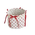 thumbnail image 2 of Hyknon Quilted Storage Basket, Cute Dots Cherry Roses Heart Prints Decorative Storage Boxs with Bow, Boho Car Organizer Bin, Round /Square Makeup Storage Basket for Women Bedroom Vanity Closet Home, 2 of 7