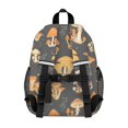thumbnail image 3 of Mushroom and Sprig Black Pattern Backpack for School, Cute School Bag with Adjustable Shoulder Straps and Padded Back, 15"x11.42"x5.5", 3 of 5