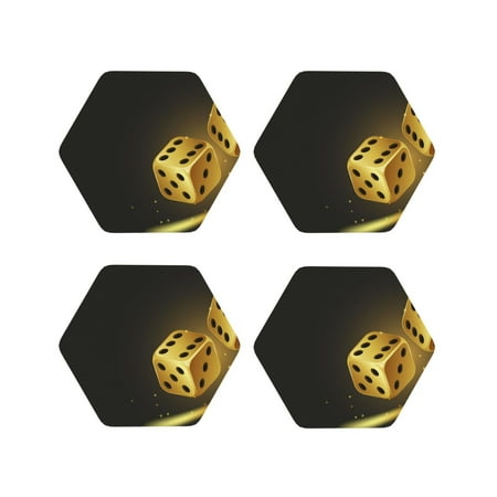 

Tideii Golden Dice for Leather Coasters 4 Pieces Anti-fouling and Anti-scalding Decorative Coasters Suitable for Restaurants Kitchens Coffee Shops-Hexagon