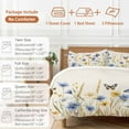 thumbnail image 6 of Blue Yellow Floral Bedding Duvet Cover Set Queen Size 4 Pieces Butterfly Watercolor Plants Paddy Vintage Bedding Set with Zipper Closure, 1 Comforter Cover 90x92 Inches 1 Flat Sheet & 2 Pillow Cases, 6 of 7