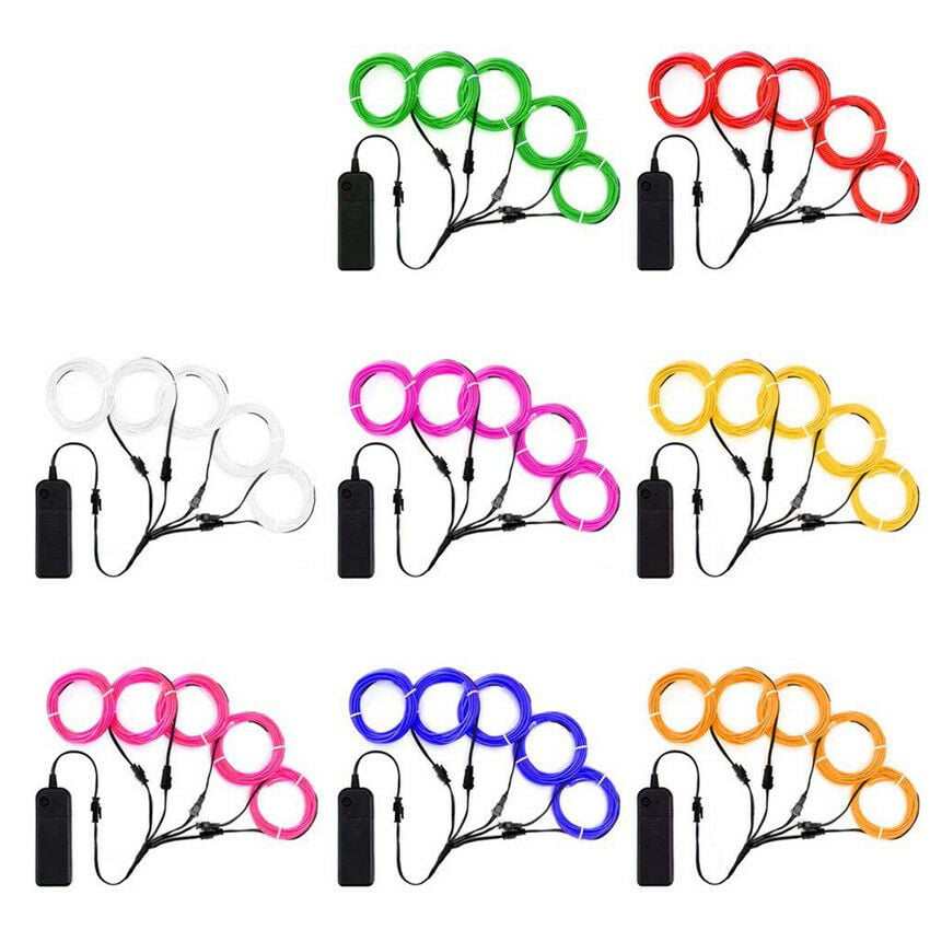 Flexible Neon LED Light Glow EL Wire String Strip Rope Tube Christmas 5 by 1M 
