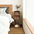 thumbnail image 6 of Narrow Nightstand Set of 2, Small Bedside End Table with 2 Drawers, Slim Modern Night Stand for Bedroom, Living Room, Walnut, 6 of 7