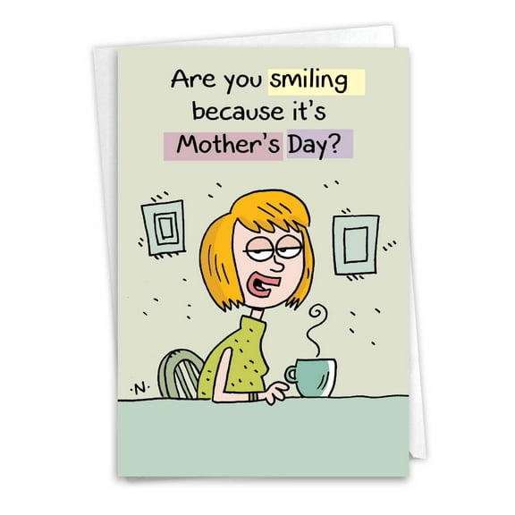 C3627MDG Funny Mother's Day Greeting Card 'Mother's Day Smile' with Envelope by NobleWorks