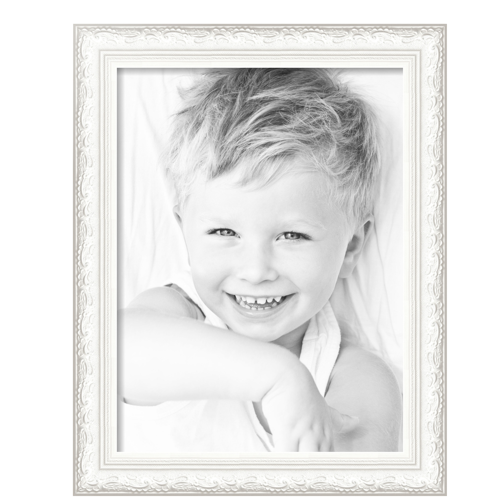 ArtToFrames 18" x 24" Majestic White Picture Frame, 18x24 inch Silver Wood Poster Frame (WOM-5198),  Pack