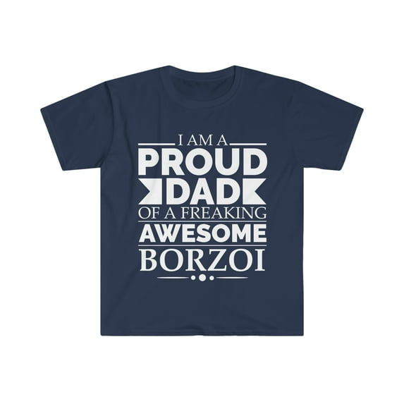 Proud dad borzoi Dog Dad Owner Father's Day Unisex T-shirt S-3XL