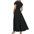 thumbnail image 3 of up to 60% off Gifts Usmixi Formal Dresses for Women Party Prom Casual Empire Waist Flowy Swing A Line Maxi Dresses V-Neck Short Sleeve Solid Summer Long Dress Black XL, 3 of 3