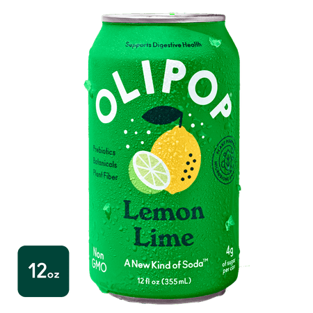 OLIPOP Prebiotic Soda  Lemon Lime Flavor  12 fl oz  Refrigerated