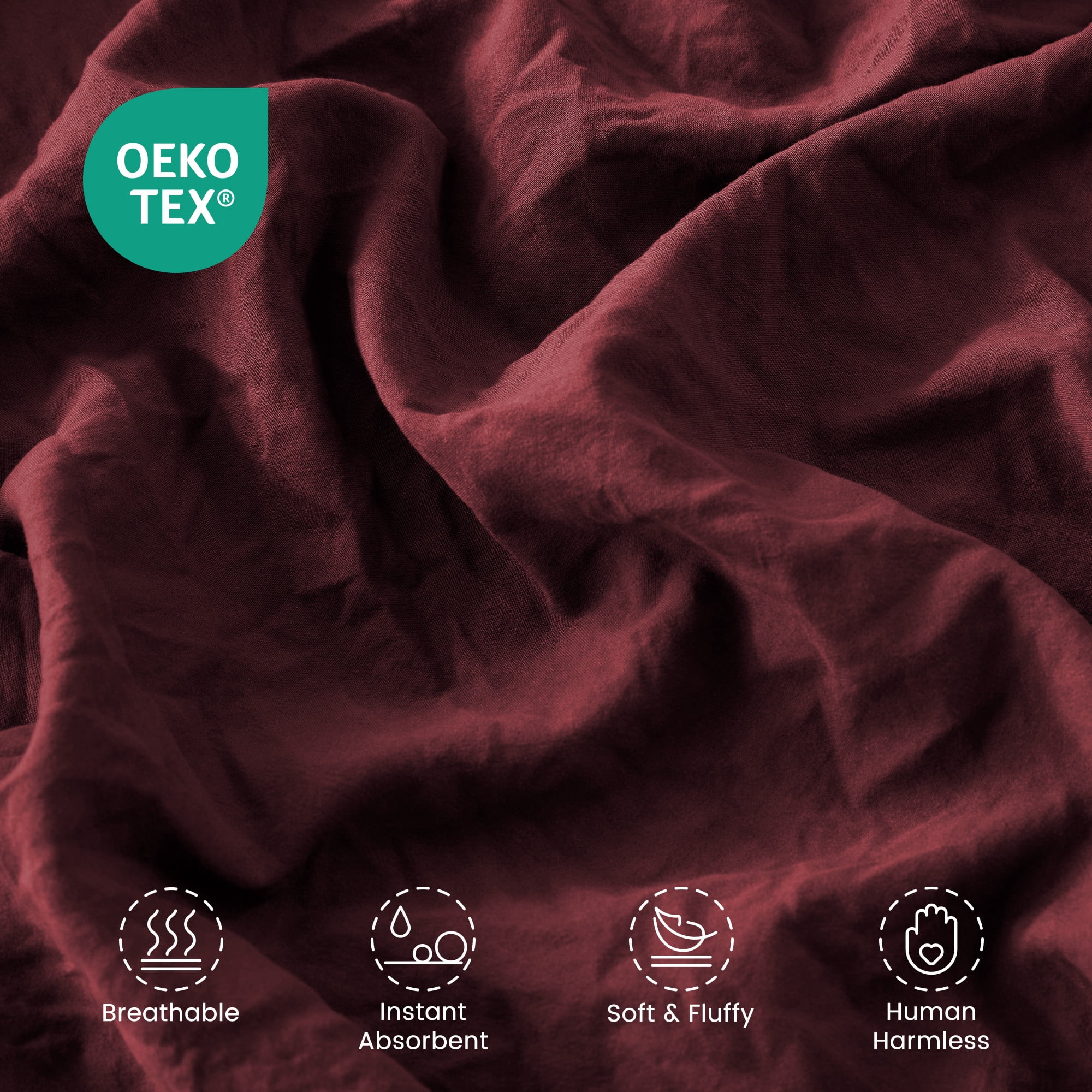 Sleep Zone Duvet Cover King Size, Stone Washed, Soft and Comfortable with Natural Wrinkles, Easy Care, Gift-Wrapped, Safe and Skin-Friendly(Burgundy, King)