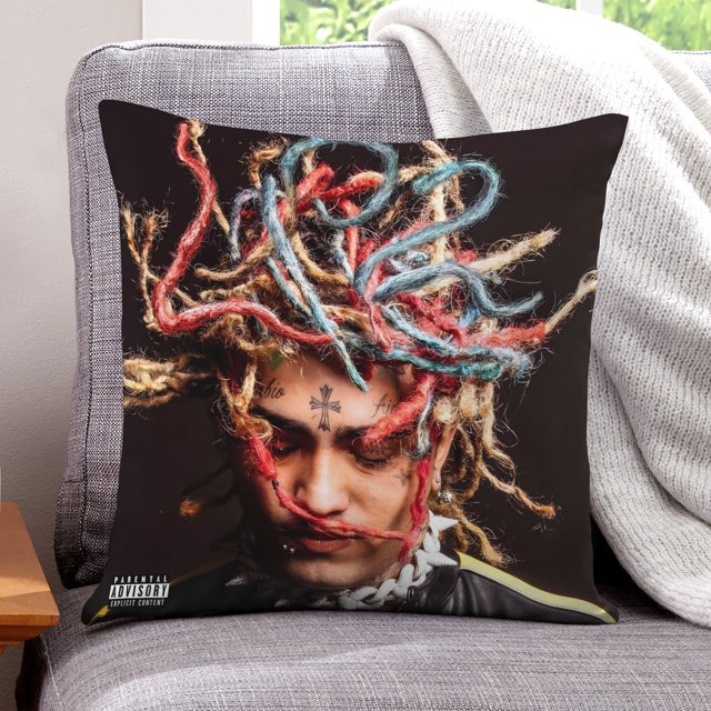 Lil Pump Fundas de almohada de terciopelo con tema, regalos de funda de almohada, decoración para el hogar, cojín de lanzar, regalo de cumpleaños para fans y parejas. 60cm x 60cm.