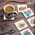 thumbnail image 3 of Inkdotpot Set of 6 Drink Coasters DecorativeNon,SlipCork Base4-inch Square PrintedCoastersEasy Clean- Monuments, 3 of 8