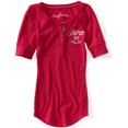 thumbnail image 1 of Aeropostale - Camiseta henley para mujer, color rosa, pequeña, 1 of 1