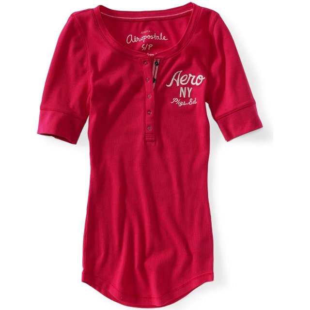 Aeropostale - Camiseta henley para mujer, color rosa, pequeña