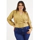 thumbnail image 1 of Blusa de satín escote cruzado Roman Fashion /Tallas Extras, 1842 (Dorado) dorado 40, 1 of 6