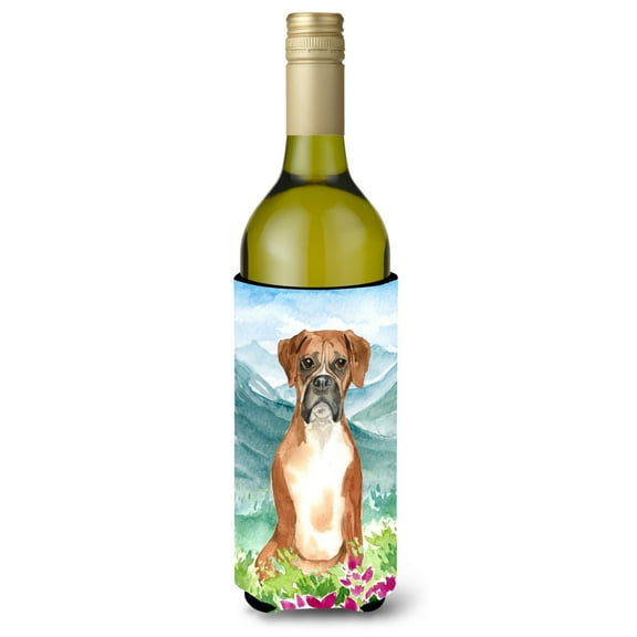 Carolines Treasures CK2542LITERK Mountain Flowers Boxer Wine Bottle Beverage Insulator Hugger  Wine Bottle multicolor