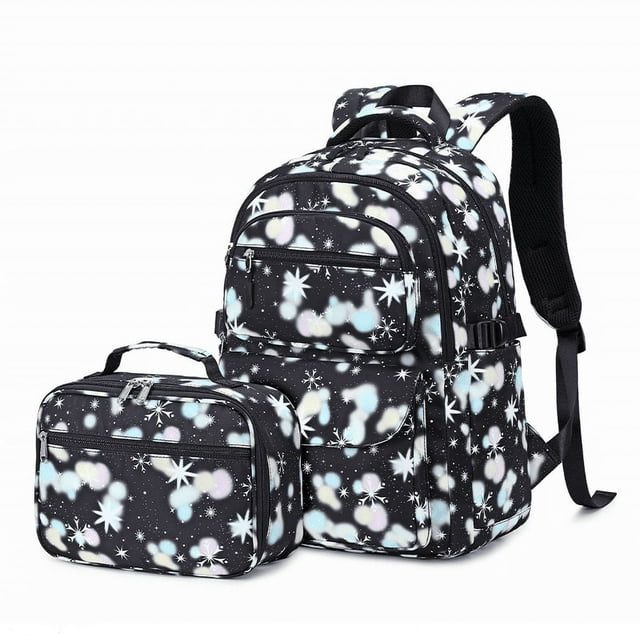 MesaSe PENGXAING Girls Backpack 2-Piece Set with Thermal Lunch Bag Bookbag with Lunch Bag School Backpack Set Waterproof Large Capacity Backpack Duo