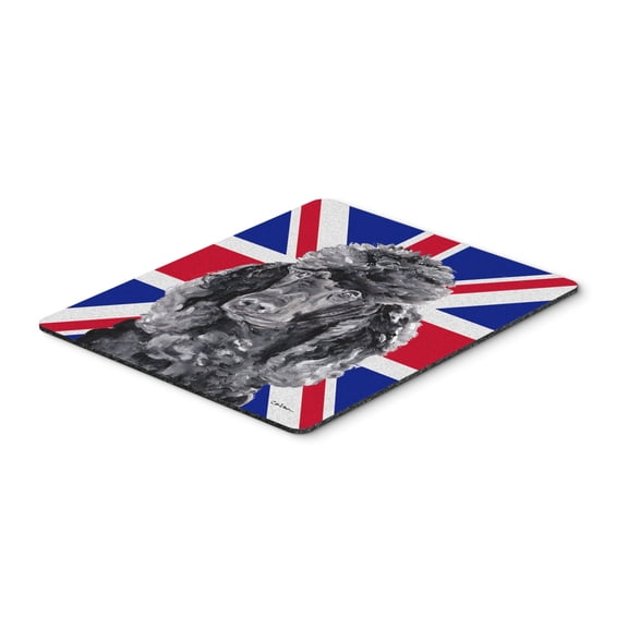 "Black Standard Poodle with English Union Jack British Flag Mouse Pad Hot Pad or Trivet"