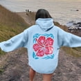 thumbnail image 2 of Arlun Womens Cute Pink Flower Hoodies Preppy Hawaiian Graphic Long Sleeve Drawstring Sweatshirts Y2k Loose Comfort Casual Fall Winter Pullover Tops with Pocket 1-Sky Blue L, 2 of 6