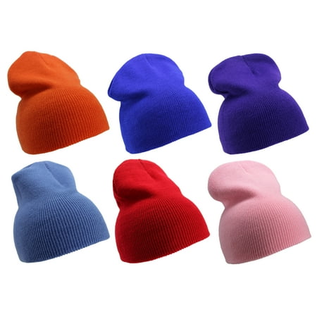 - Enimay Solid Color Short Winter Beanie Hat Knit Cap 6 Pack Assorted