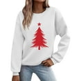 thumbnail image 2 of SYMOID Womens White Christmas Tree Graphic Sweatshirt - 100% Polyester Soft, Long Sleeve Crew Neck Relaxed Fit for Holiday Gatherings (S-XXL),Size XL, 2 of 5
