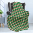 thumbnail image 4 of Abstract Soft Flannel Fleece Blanket, Stained Glass Inspired Pattern with Floral Motif Mosaic Summer Elements, Cozy Plush for Indoor and Outdoor Use, 70" x 90", Pink Coral and Green, by Ambesonne, 4 of 5