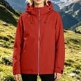 thumbnail image 5 of thefmos Women's Long Sleeve Jacket with Hood Trendy Solid Color Zip Up Outerwear Warm Lightweight Insulated Windbreaker Casual Fall Winter Clothes, Red XL, 5 of 6