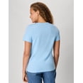 thumbnail image 2 of Hanes Perfect-T Women's V-Neck Cotton T-Shirt Light Blue M, 2 of 6