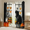 thumbnail image 2 of Manfei Black Kitten Blackout Curtains Set of 2 (52x84 Each),Geometric Stripes Pumpkin Window Curtains,Spider Webs Curtains and Drapes For Teens,Luxury Bedroom Decor, 2 of 6