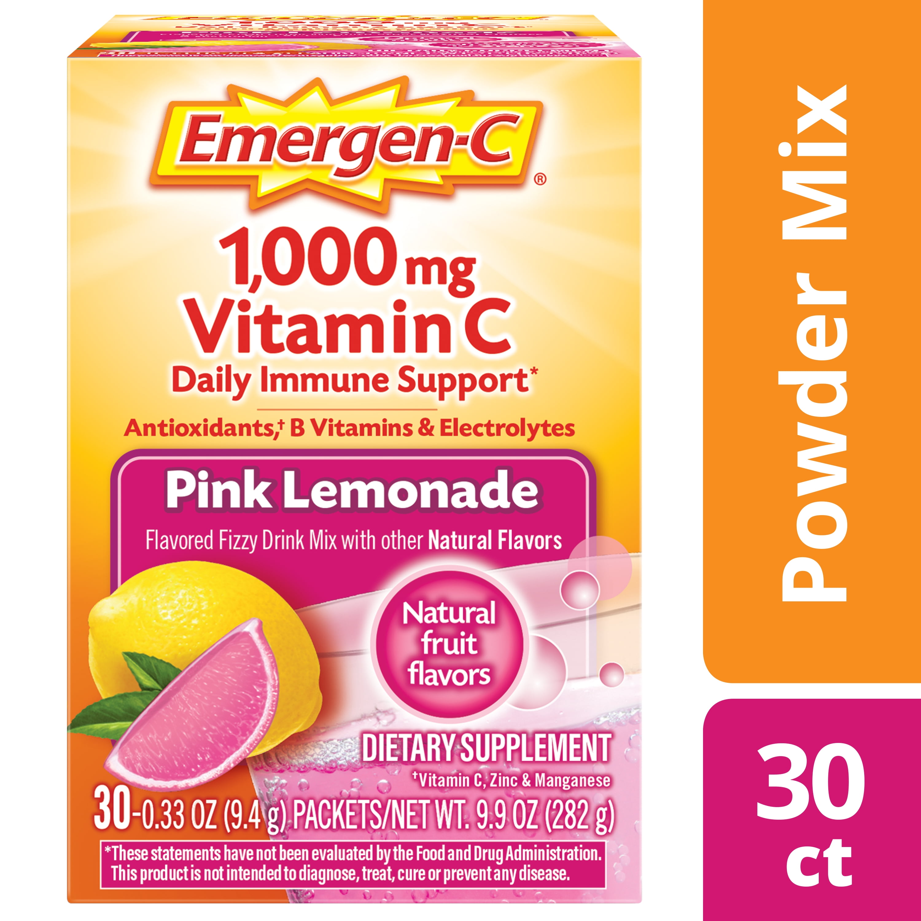 EmergenC Original Formula (30 Ct, Pink Lemonade) Vitamin C Powder