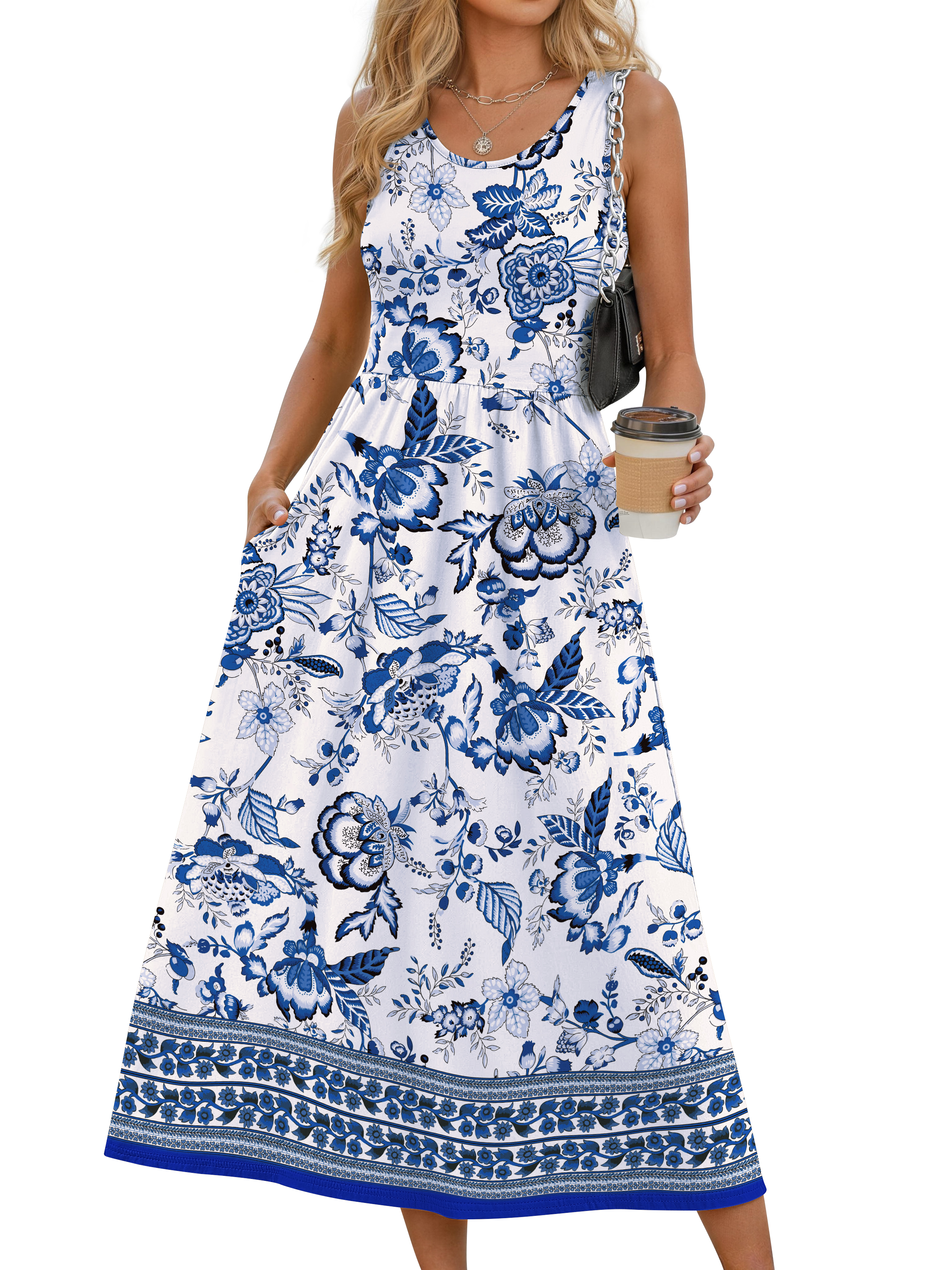 Fantaslook Women's Sleeveless Floral Sundress with Pockets
