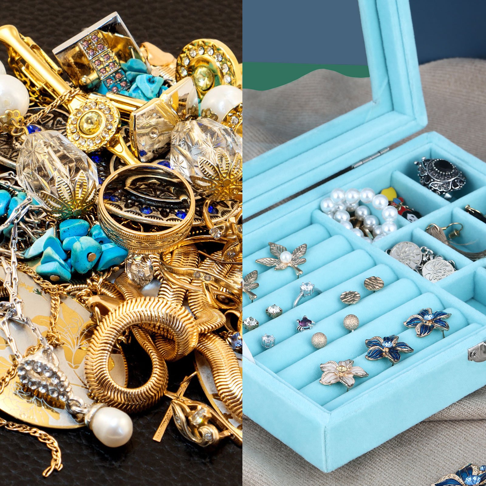 Velvet Jewelry Organizer For Earring&Rings Storage，Blue