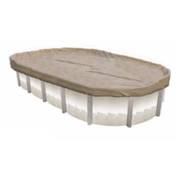 Midwest Canvas BT1224 12 x 24 ft. Black & Tan Oval Above Ground Winter Pool Cover - 20 Year