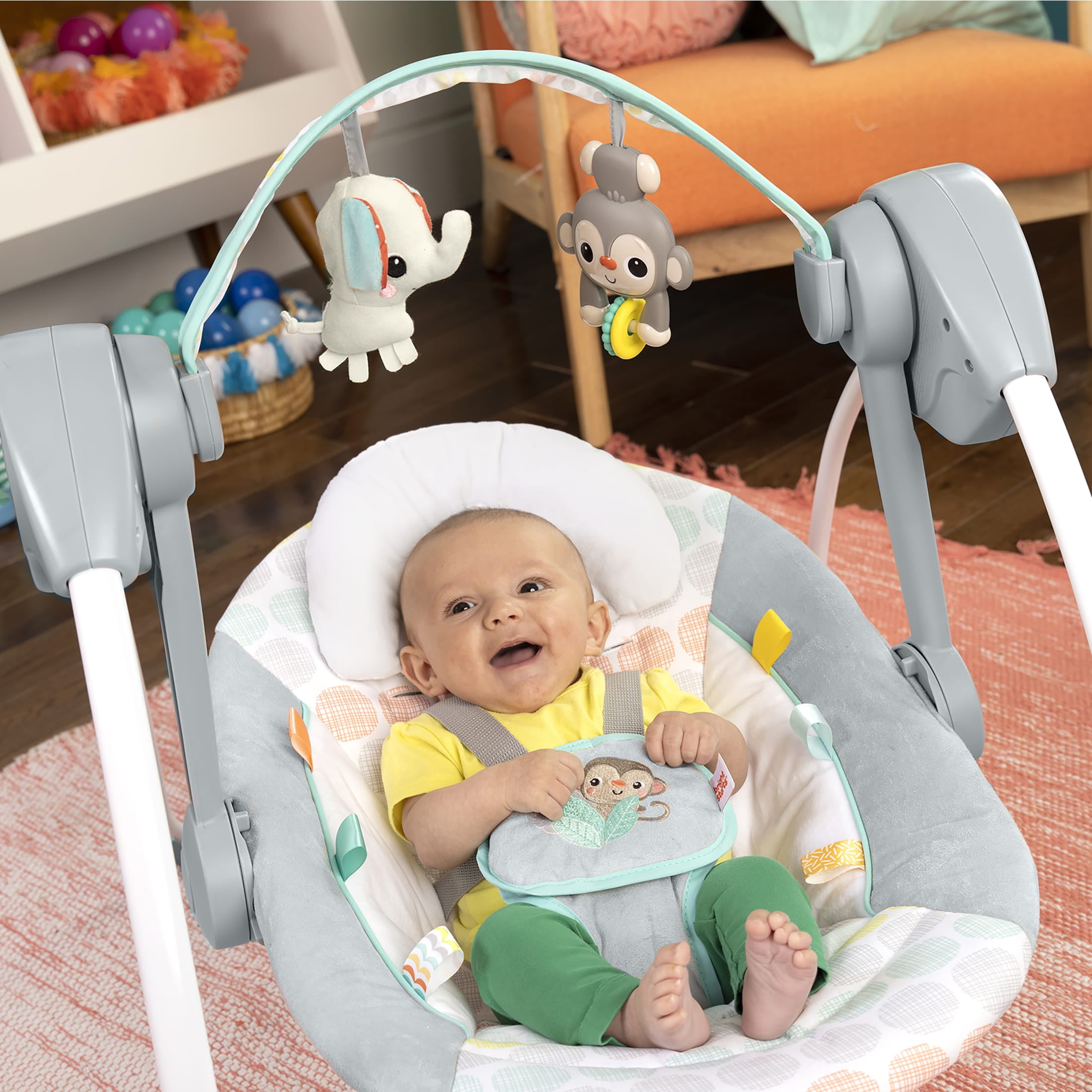 Bright starts pretty in pink butterfly cutouts portable swing 2025