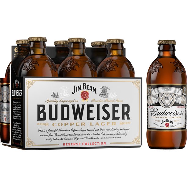 Budweiser Jim Beam Copper Lager Beer 6 Pack 12 Fl Oz Bottles 6 2 Abv Walmart Com Walmart Com