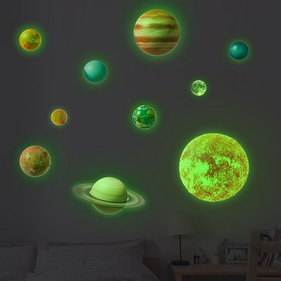 Luminous Wall Stickers Planets,Eight Planets Luminous Wall Stickers for Bedroom Baby Nursery Decoration for Ceiling